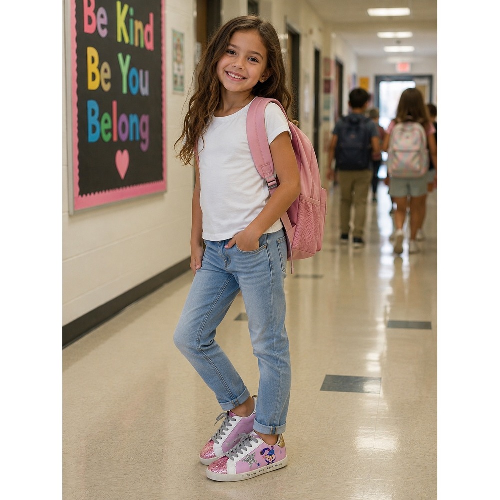 Lola & The Boys Rock Star Bunny Pink Glitter Sneakers Size 37 (6yr) NWT
